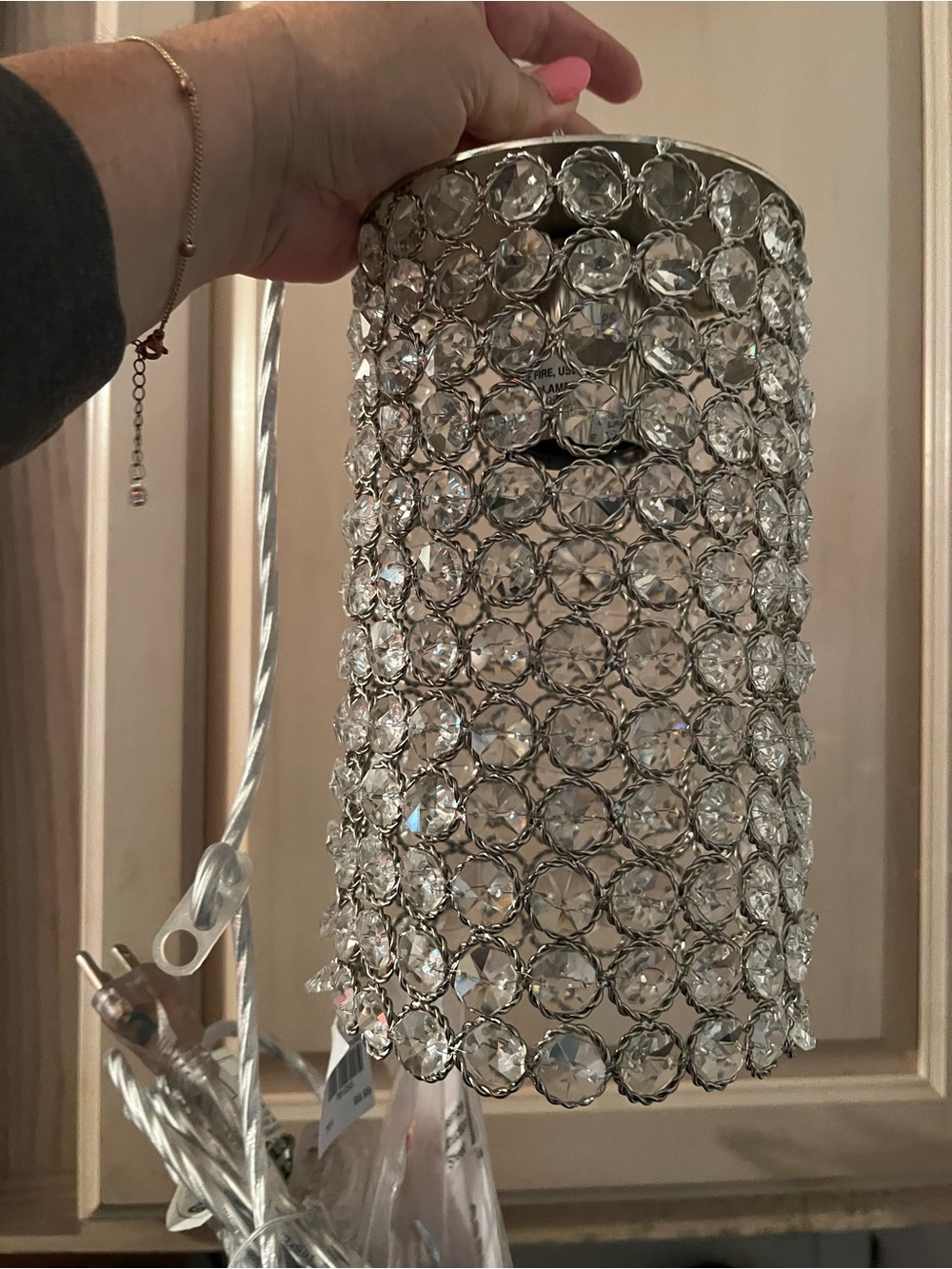 Source Unknown Clear Crystal Beaded Pendant Lantern